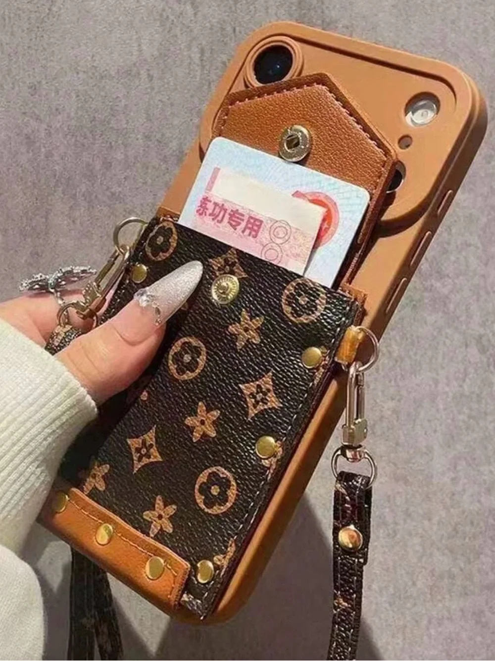 🎀🎀BOGOHO Lux Brown Floral Pattern Crossbody Phone Case - Fits 17 Pro Max Phones